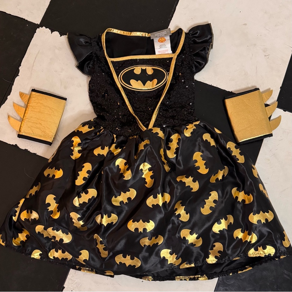 Girls Batman Dress with matching wrist cuffs
